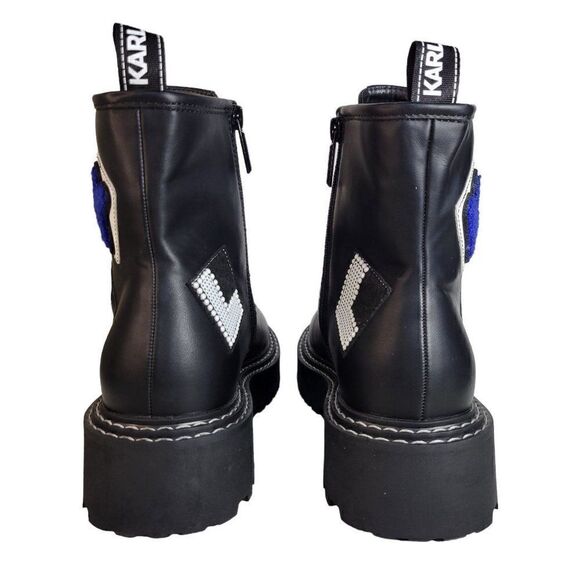 Karl Lagerfeld Paris Dixie Patched Combat Boots (Size 11M) - Picture 5 of 9
